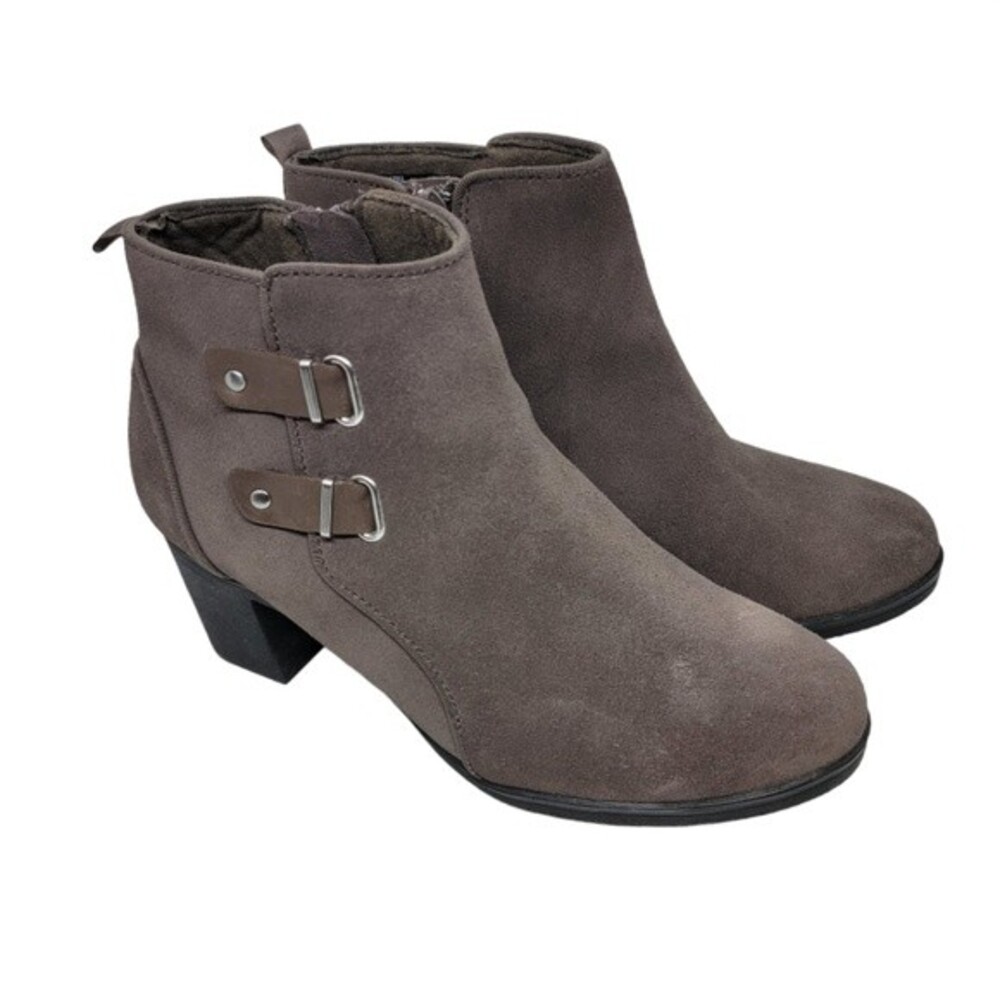 Clarks suede leather ankle boots size 6M Taupe brown Meera Yew  *